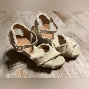 WOMENS CASTANER ESPADRILLES BROMELIA WEDGE SANDALS BEIGE CANVAS SIZE 6.5